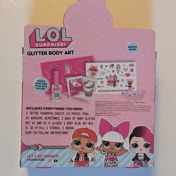 NWT LOL Surprise! Glitter Body Art Pink L.O.L. Dolls Crafts Tattoos Dress Up NEW - Picture 5 of 9